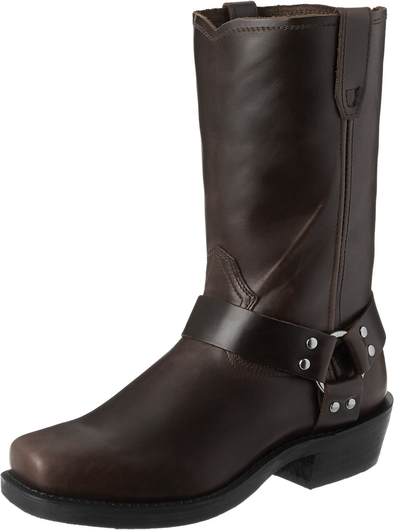 Men's Western Cowboy Boots Fashion Leather Country Boots Classic Square Toe Mid-Calf Boots Heel Knight Men's Boots_voghion.com