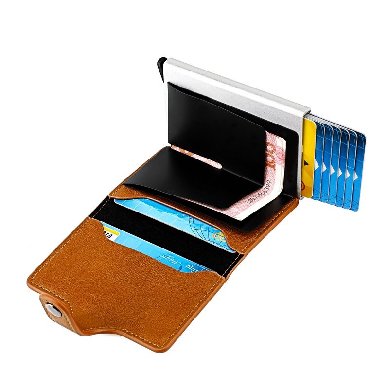 2022 Ny RFID antimagnetisk boks med aluminiumsskall som automatisk popper opp kortdeksel for menn og USD-klips_voghion.com