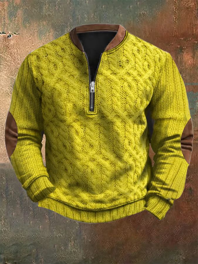 Felpa con stampa 3D da uomo, mezza cerniera, autunno inverno_voghion.com