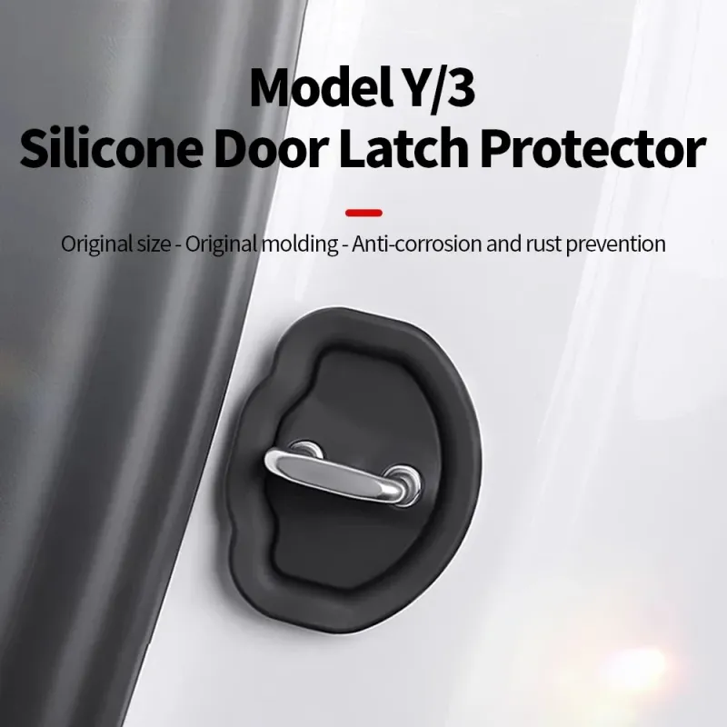 4 stuks Mute Demping Kussen Siliconen Slot Gesp Autodeur Anti-botsing Beschermhoes voor Tesla 3 Model Y_voghion.com