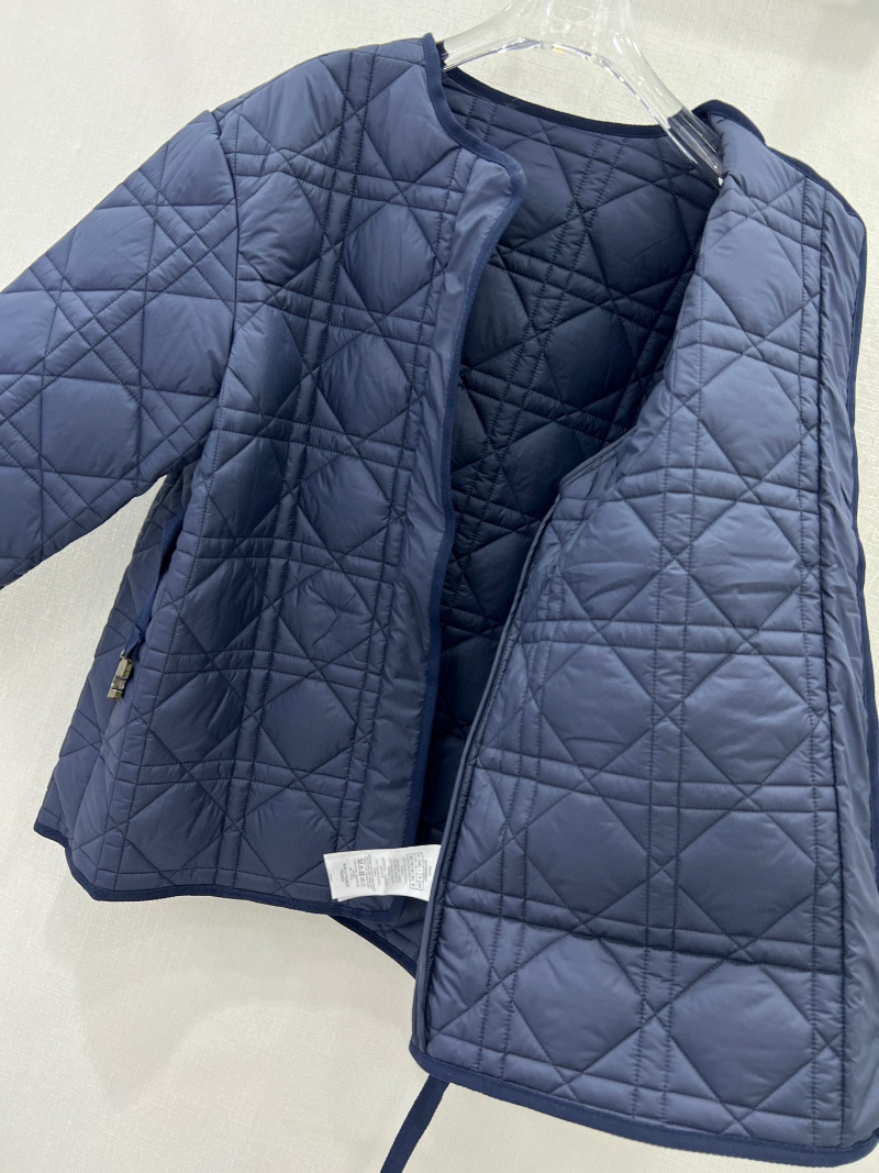 Höst Vinter Kvinnor Slimma Rutiga Quiltade kappor Öppen Dam Designer Varm bomullsjacka med bältebroderi_voghion.com