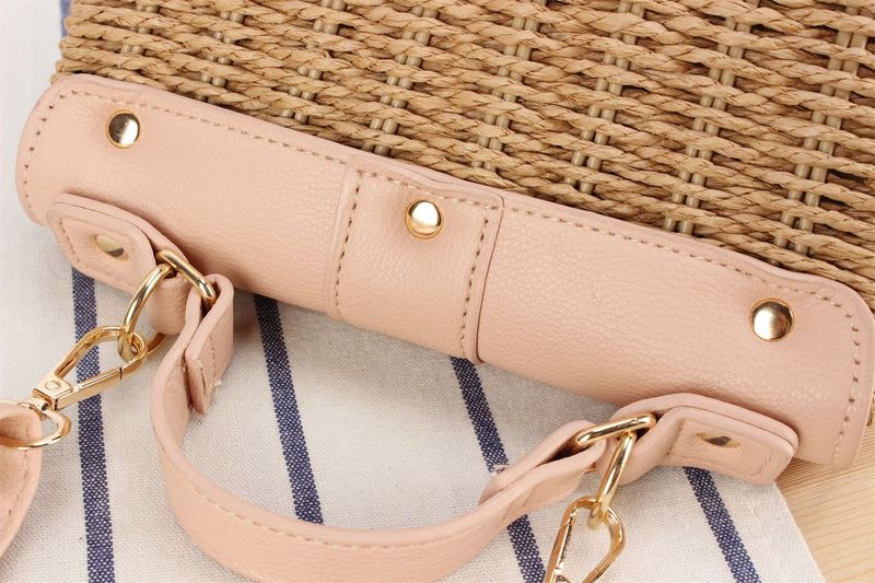 Borsa in corda di carta intrecciata con motivo color block in stile bohémien - Mini borsa quadrata per spiaggia ed estate, leggera ed ecologica._voghion.com