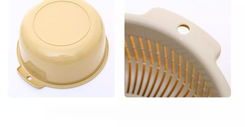 【Práctico para uso doméstico】 Drenaje de plástico de doble capa, lavado, cocina, sala de estar, canasta de frutas y verduras,_voghion.com