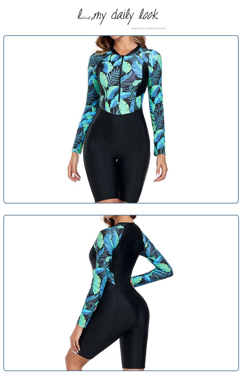 Jumpsuits Bedrukking Lange mouwen Bedrukking Effen kleur Surfpakken Badpakken_voghion.com