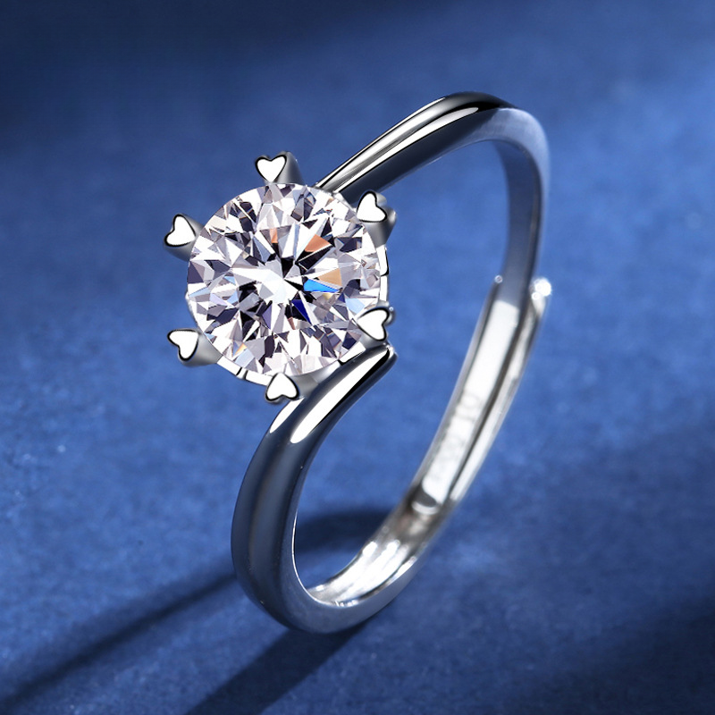 S Pietra Mosang a sei artigli con fiocco di neve in argento puro per regalo con anello di apertura regolabile personalizzato Instagram femminile_voghion.com