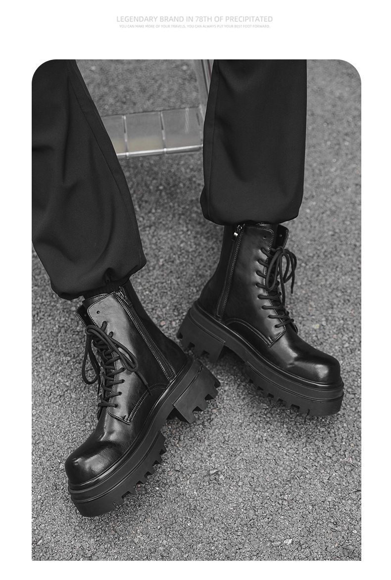 Retro Dickbesohlte Erhöhung Werkzeug Outdoor Wandern Schnürstiefel Martin Herren_voghion.com