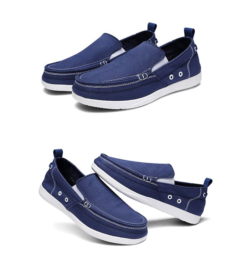 Canvas loafers Spring summer breathable men's casual shoes over feet_voghion.com