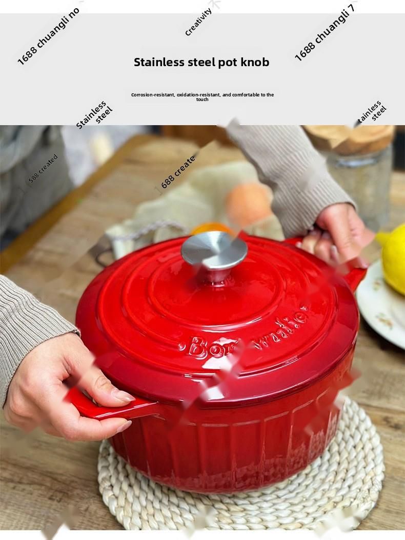 Enamel Cast Iron Non-Coated Non-Stick Seafood Stew Household Large Capacity Constant Temperature Soup Pot_voghion.com