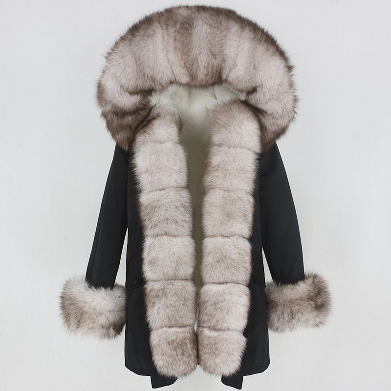 Women's Clothing hot sale winter parka for women with detachable fox fur collar lining fashionable warm ladies mid length coat_voghion.com