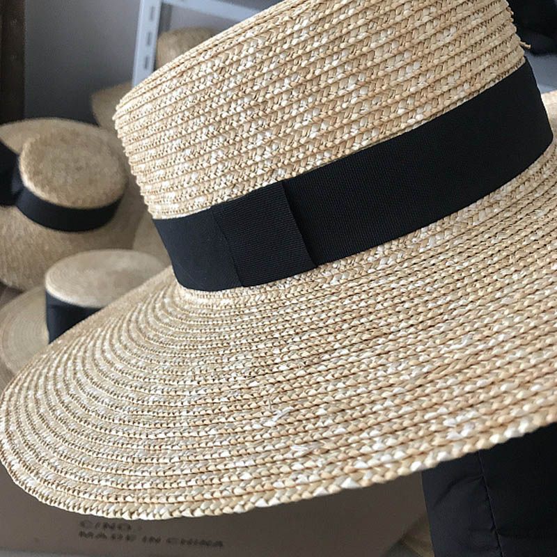 Fashion Fashion Classical Beach Ribbon Bowknot Boater Wide Brim Summer Sun Hats for Women Ladies Wheat Straw Cap Kentucky Derby Hat_voghion.com