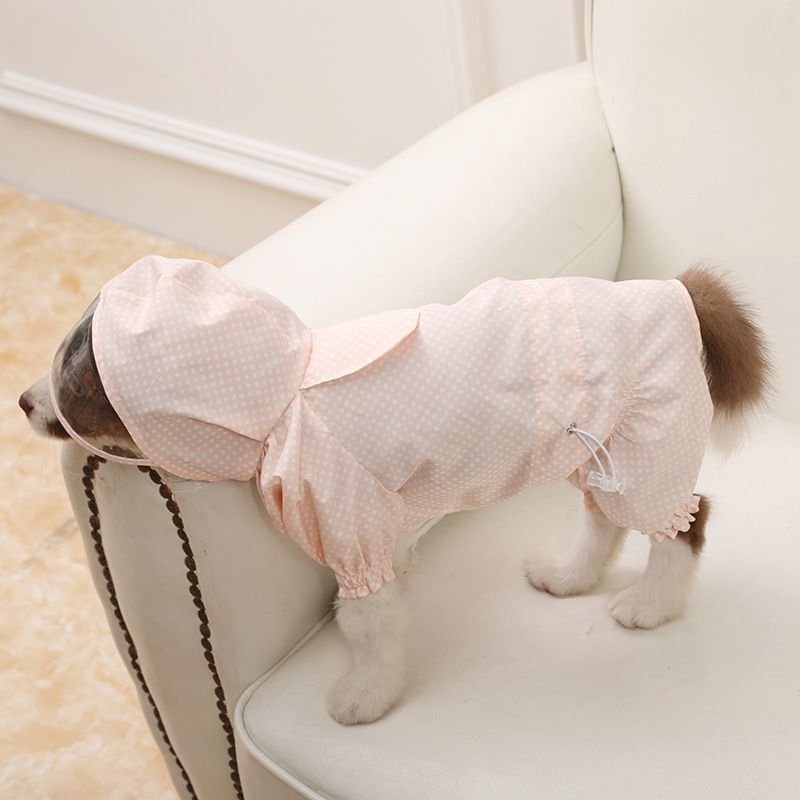Dog Korean Style Polka Dot Summer Outdoor Four-Legged Waterproof Dustproof Clothes Puppy Pet Raincoat 2019 New Model_voghion.com