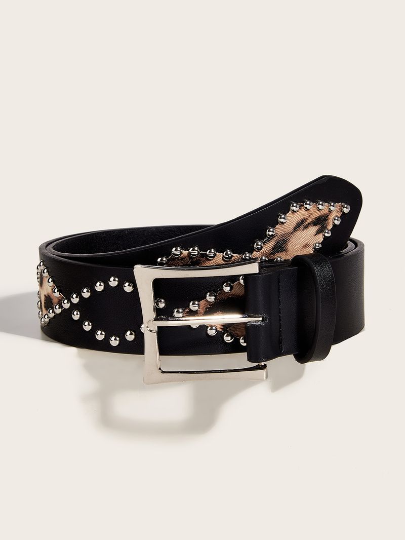 Punk Style Willow Nail Leopard Print Personalisierte Dekoration Vielseitige Nadelschnalle Taille Trendy Hosengürtel_voghion.com
