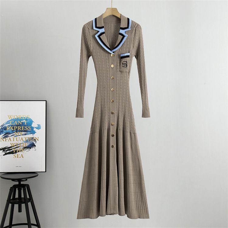 Ropa de mujer, primavera y otoño 2024, nuevo vestido de punto ajustado, ropa interior de mujer, ropa exterior, manga larga, falda ajustada a la cadera._voghion.com