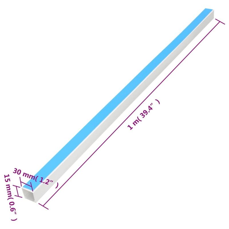 Cable Trunking Self-Adhesive 1.2"x0.6" 98.4' PVC_voghion.com