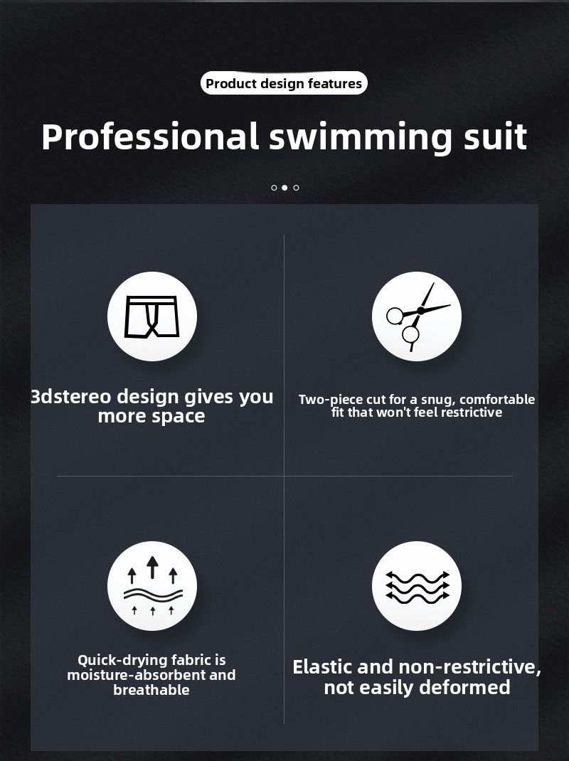 Men's Shark Skin Polyester Swimwear Swim Trunks Five-Point Shorts Quick-Dry Anti-Embarrassment Loose Fit Plus_voghion.com