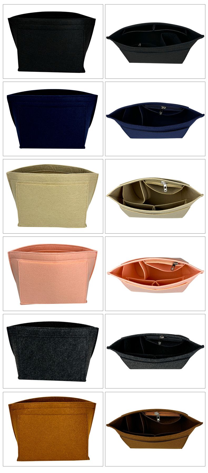 Bag Inserts Felt Inner Liner Bag, Large-capacity Felt Storage Bag, Medium Bag For Organizing Bag, Felt Dumpling Makeup Bag_voghion.com