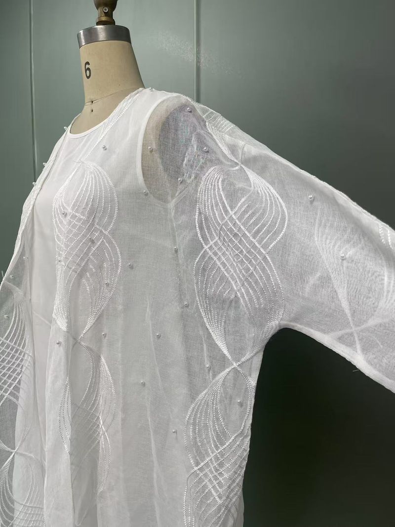 Women's Clothing Fashion Temperament Elegant Beaded Cardigan Robe Two Piece Set_voghion.com