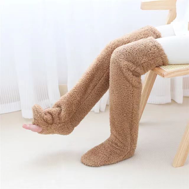 Autumn And Winter Teddy Bear Floor Socks Long Socks Knee Warm High Socks Girls_voghion.com