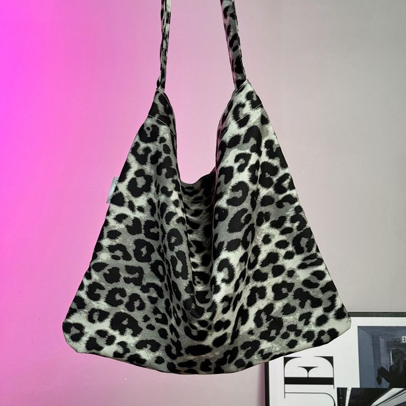 blogger Same Large Capacity Leopard Print Flower Pattern Shoulder Canvas Bag, Women's Underarm Fashionable And Versatile_voghion.com