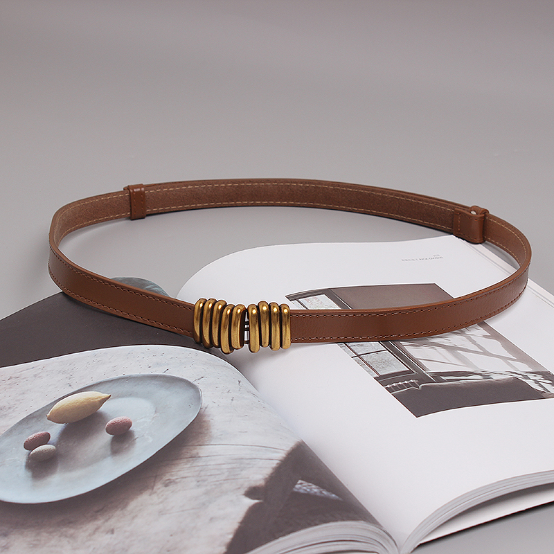 Cintura con gancio regolabile in pelle bovina alla moda per cintura casual versatile semplice da donna, cappotto decorativo, cardigan in vita_voghion.com