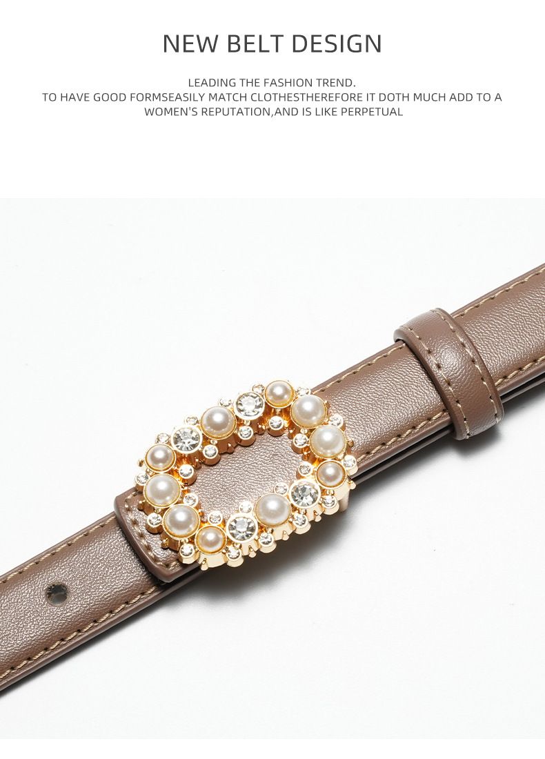 Smooth Buckle New Pant Dress Decorative Skirt Versatile Thin Belt Women's_voghion.com