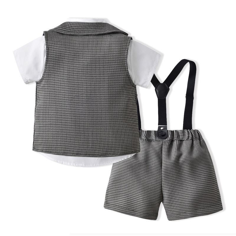 Kinderkleidung Neue Frühlings- und Herbstkleidung für Jungen, kleine karierte Weste, kurzärmeliger Hemdanzug für Kinder, einjährige Kleider-Performance-Kleidung_voghion.com
