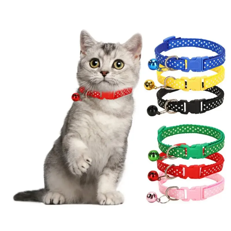 Coleira de nylon ajustável com sino para cães e gatos da PawParty Store_voghion.com