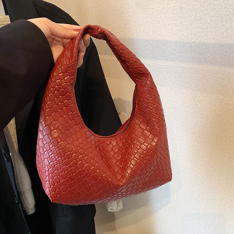 Borsa a tracolla in tessuto intrecciato di alta qualità, autunno inverno 2024, nuova per le donne, con texture di nicchia_voghion.com