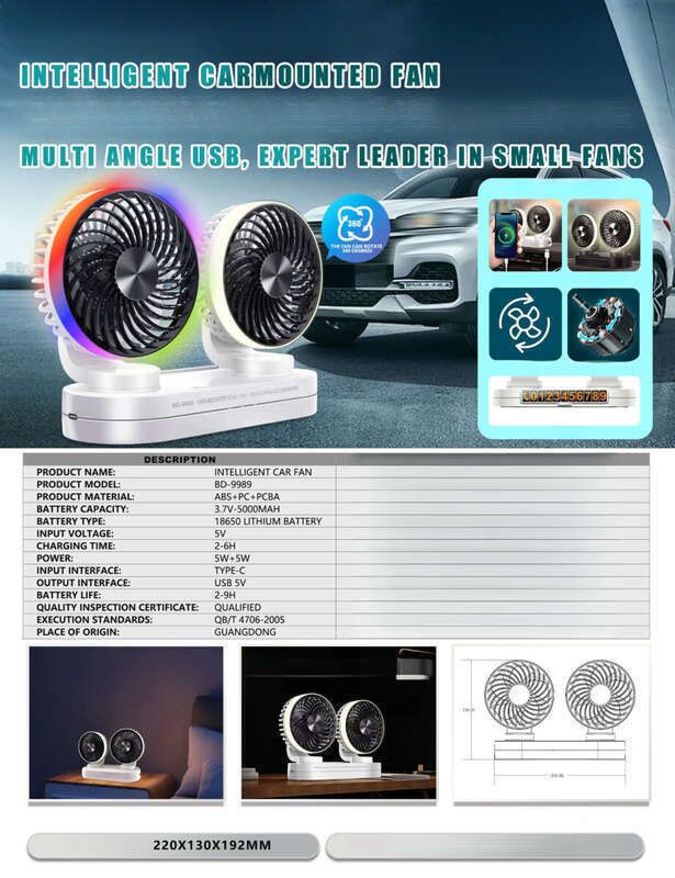 Ventilateur double tête à rotation automatique de type C pour voiture, plaque d'immatriculation de stationnement_voghion.com