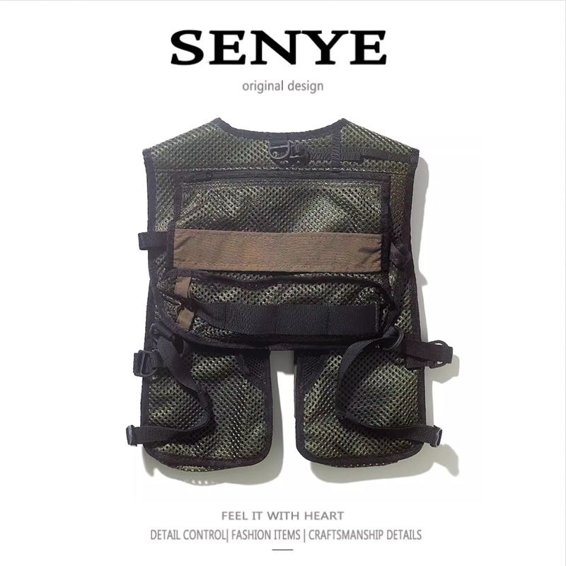 Herrenbekleidung Modemarke Multi Pocket Tactical Patchwork Weste Weste Street Camping Angeln Multifunktionsjacke_voghion.com