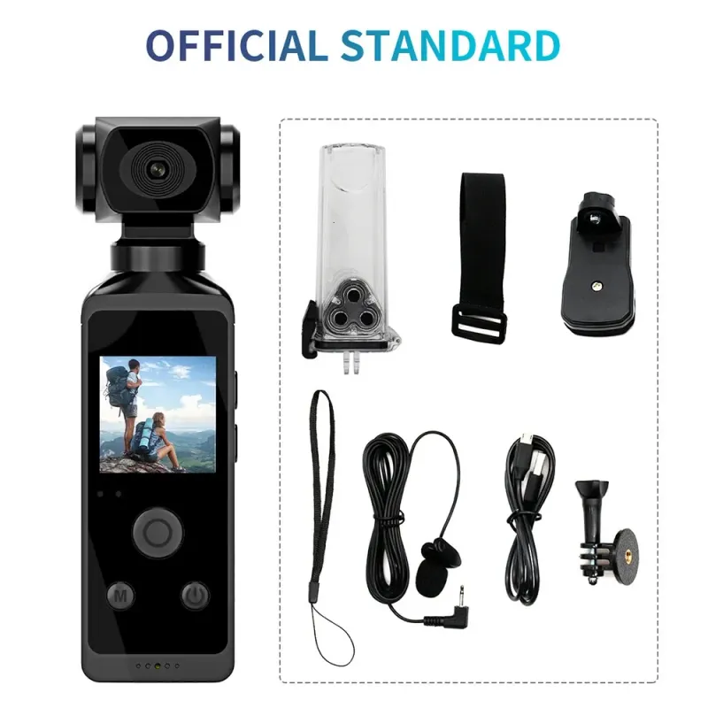 Câmera de ação de bolso 4K Ultra HD 270° rotativa Vlog Wifi Mini Sports Cam Capacete à prova d'água Viagem Bicicleta Motorista_voghion.com