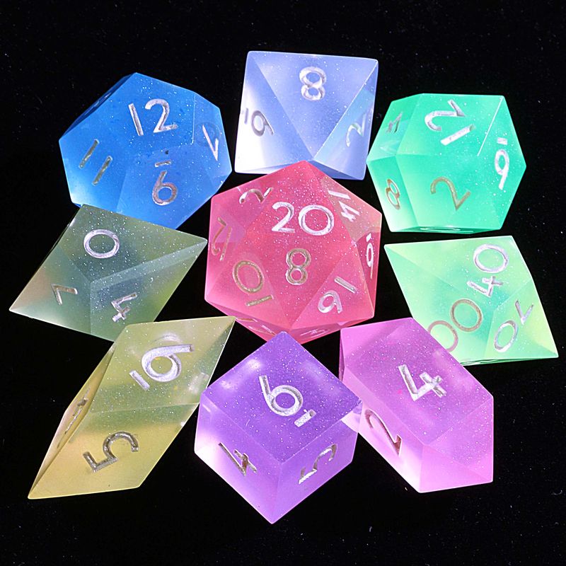 Luminous 9 Polyhedral DnD Set Of Dice Macarons For Dungeons Dragons RPG_voghion.com
