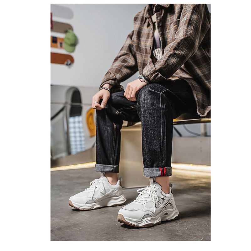 Spring Summer New Breathable Mesh Men's Sports Trendy Versatile Thick Sole Casual Dad Shoes_voghion.com