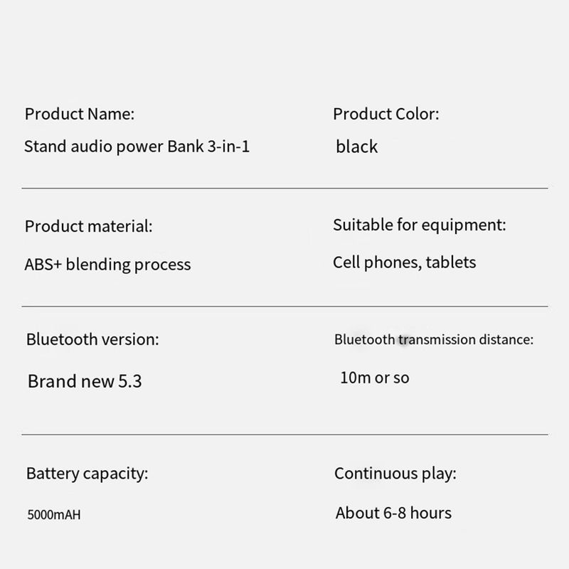 3000mAh 3in1 Bluetooth Speaker Wireless Speaker Phone Power Bank Foldable Phone Stand With Anti-Slip Pads For Video_voghion.com