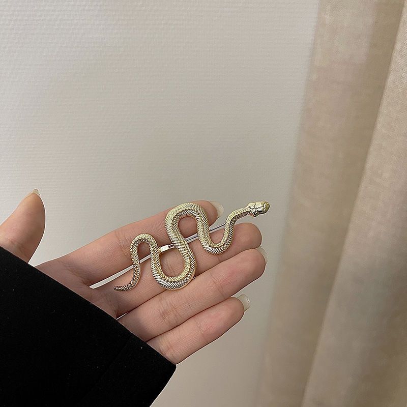 Spilla a forma di serpente in stile Xiao Yi per donna, elegante design di nicchia, alla moda e unica, versatile giacca da uomo_voghion.com