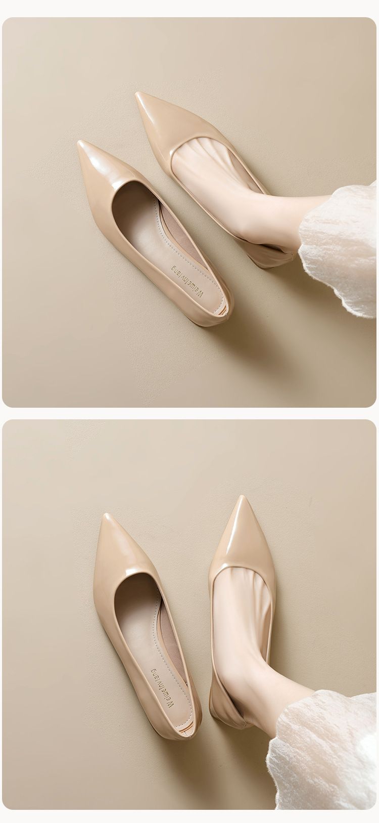 Pointed Single Shoes Women's Light Mouth Thick Heel High Heels One Pedal Black Commuter Work Shoes_voghion.com