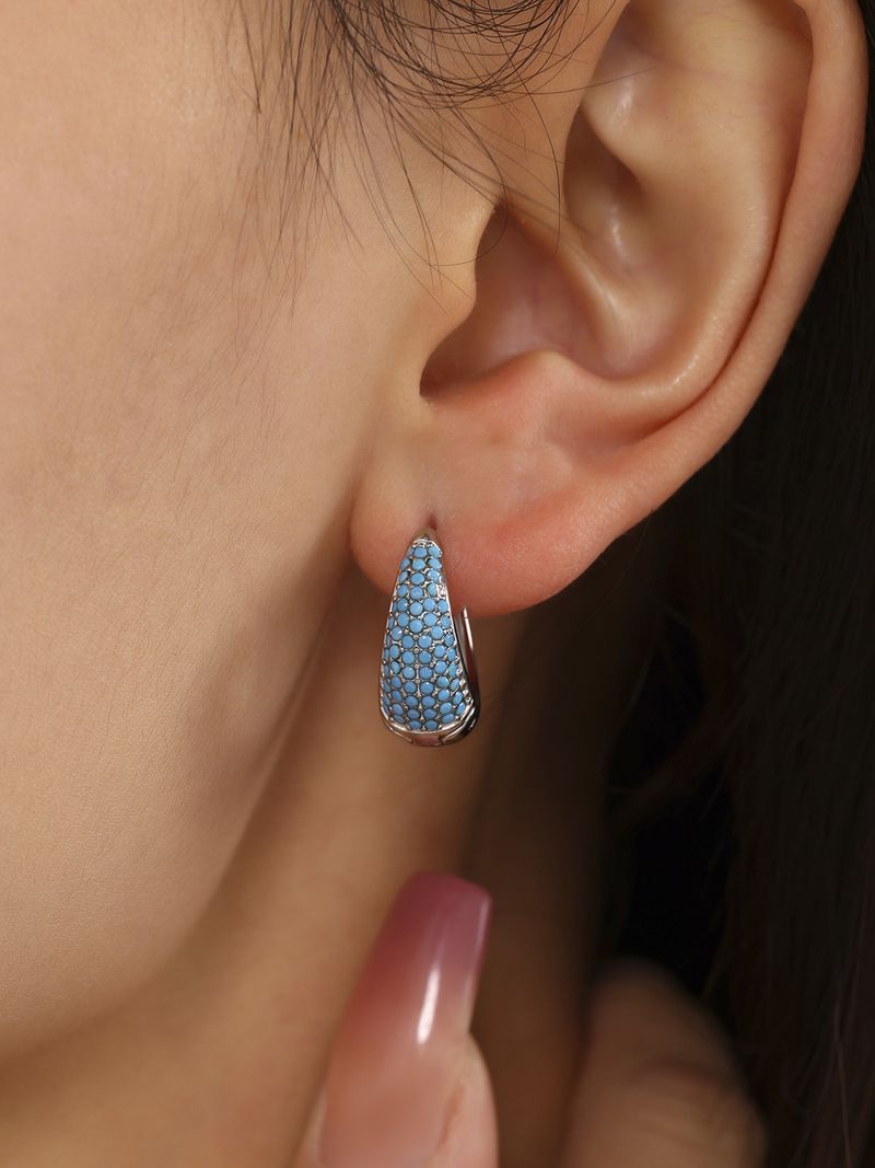 Orecchini da donna con cerchio in zircone colorato turchese blu, orecchini temperamento, orecchini da pendolare, acciaio inossidabile galvanizzato oro vero K_voghion.com