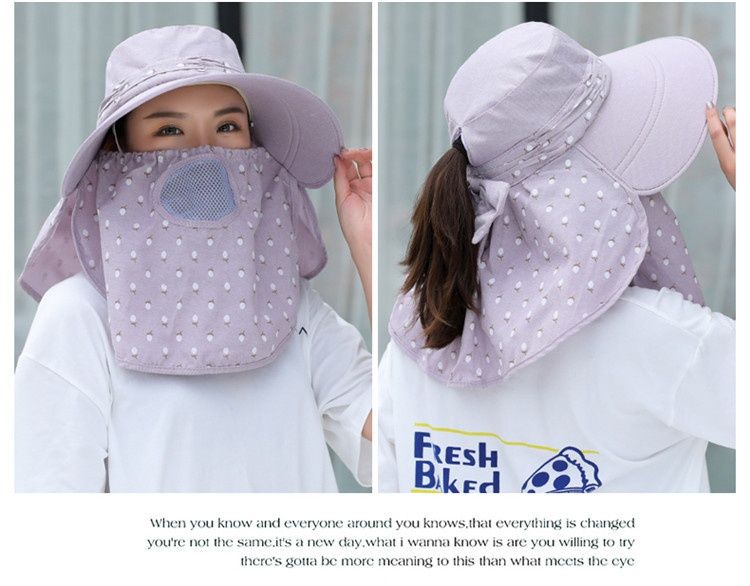 Dam solhatt sommar storbrättad solskyddsmedel cool hatt ansiktsmask hatt ansiktsskydd solskuggning andningsbar strandhatt_voghion.com