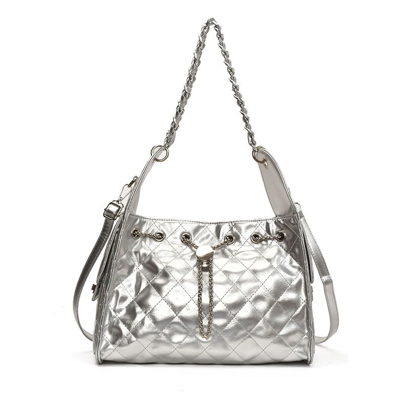 Borsa a tracolla trapuntata monospalla sottobraccio 2025, grande capacità, alla moda, con coulisse e catena, per donna_voghion.com