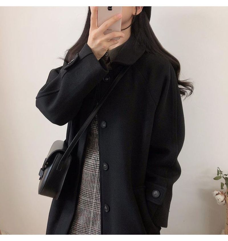 girl Girl Women's Wool Coat Mid-Length Autumn Winter New Korean Style Loose Slimming Niche Thick Over-the-Knee Woolen Overcoat_voghion.com