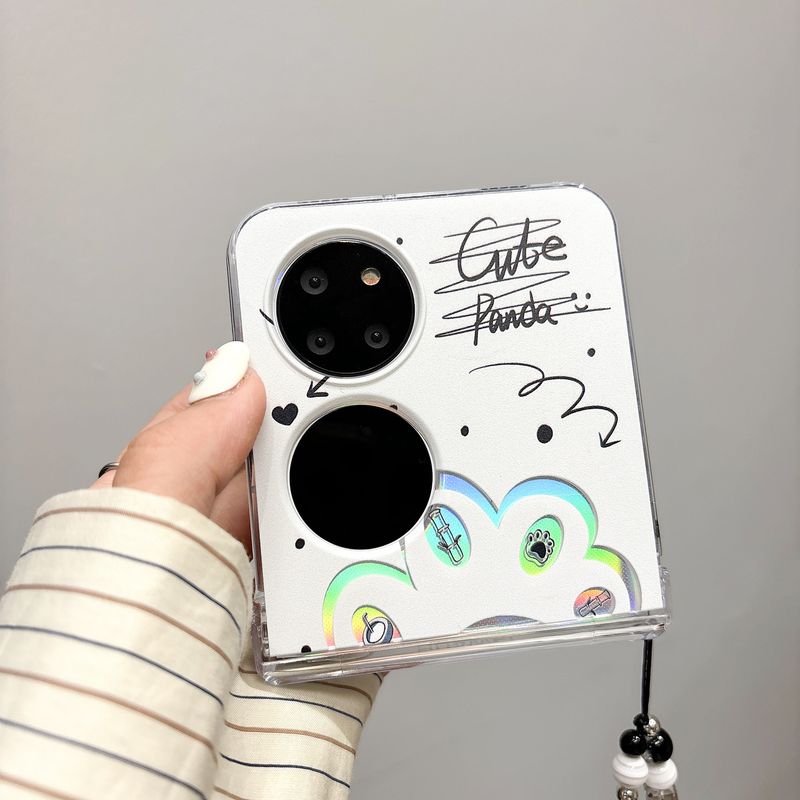 Voor Huawei P50pocket Telefoonhoesje Leuke Cartoon Panda pocket2 Opvouwbaar Scherm Beschermhoes Armband_voghion.com