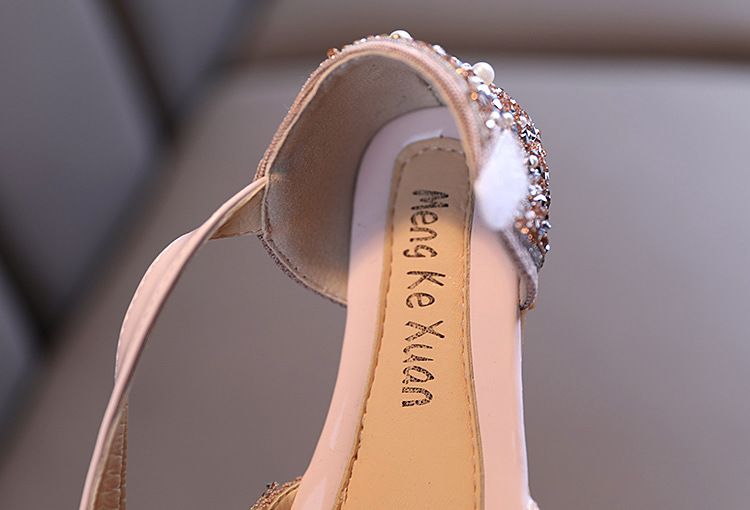 Neu Perle Strass Bogen Kleine Mittlere Kinder Tanz Schuhe Performance Schuhe Halb Sandalen_voghion.com
