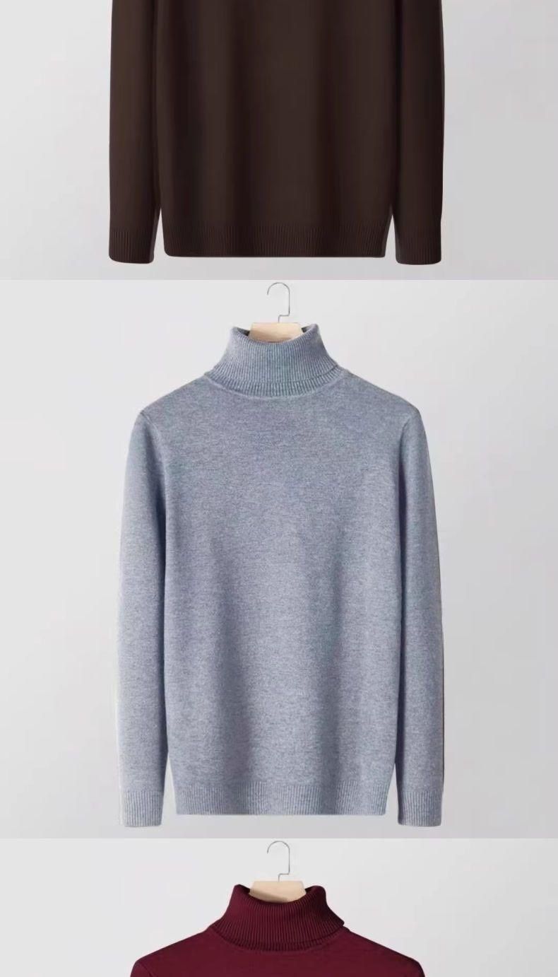 Maglione a collo alto puro per uomo, nuovo maglione base slim fit per autunno e inverno, stile coreano alla moda e versatile_voghion.com