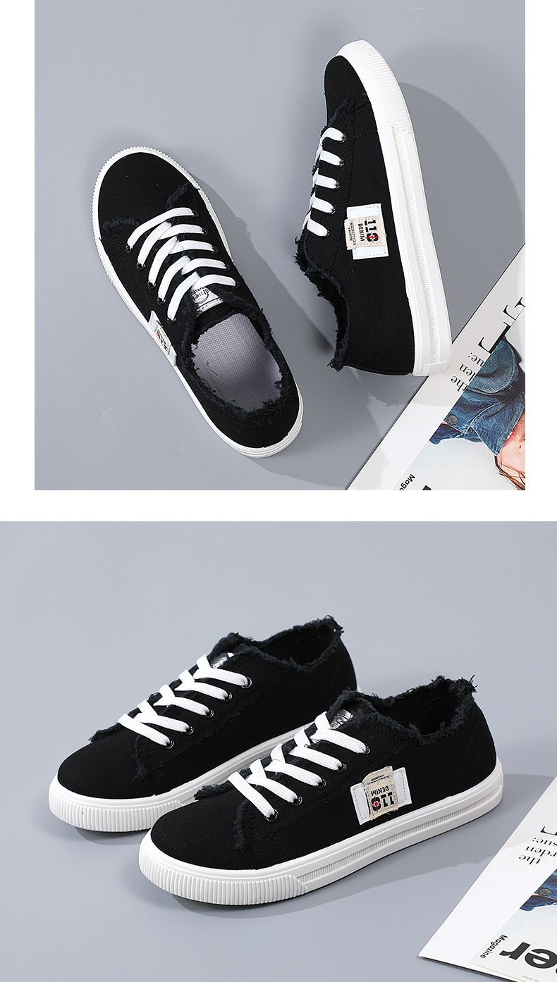 Autumn New Canvas Small White Student Flat Bottom Sports Board Shoes, Fashionable and Versatile Soft Sole Large Size_voghion.com