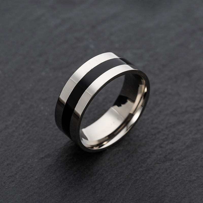 De nieuwe populaire Simple Accessories driedelige set roestvrijstalen druppelring van 8 mm breed vervaagt niet_voghion.com