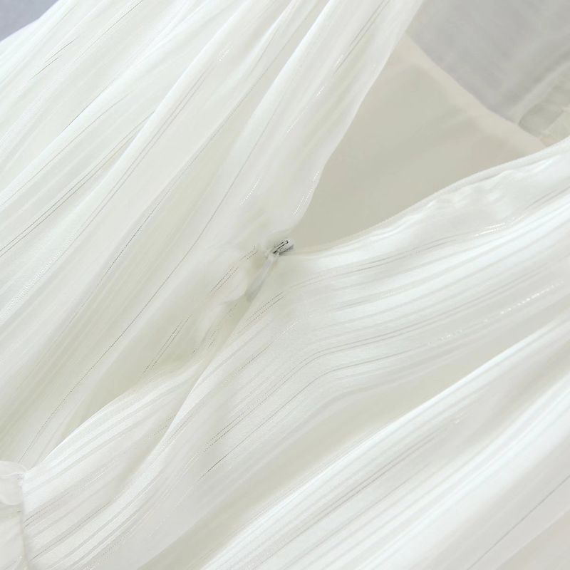 Damenbekleidung Sommer dreifarbiges dreilagiges buntes Seidenchiffonkleid plissierter Schnürer kurzer Rock_voghion.com