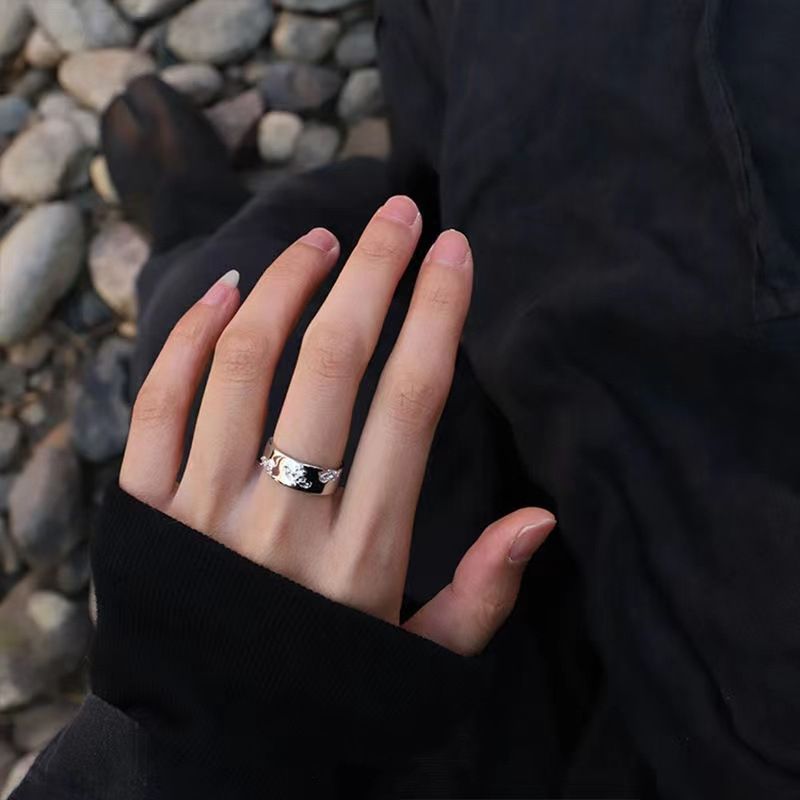 Punk Sier Color Copper Stars Open Rings for Men Fashion Jewelry Gift Hip Hop Vintage Ring_voghion.com