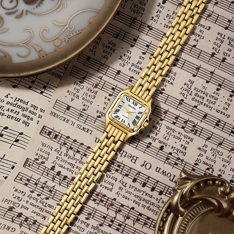 Elegante quadratische Damenuhr – Quarzuhr mit Legierungsgehäuse, wasserdicht und leicht, Business-Casual-Stil_voghion.com