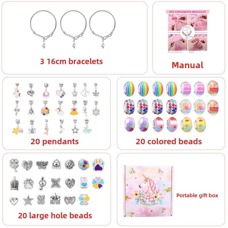 Farbe Kristall Perlen Kinder handgemachte DIY Perlen Armband Set Kinder Einhorn Schmuck Geschenk_voghion.com