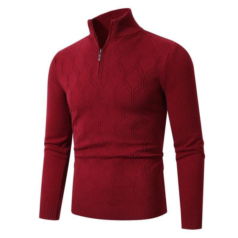 Maglione da uomo con cerniera al collo – Pullover in maglia di alta qualità, vestibilità comoda e lavabile in lavatrice (M-3XL, stile casual invernale)_voghion.com